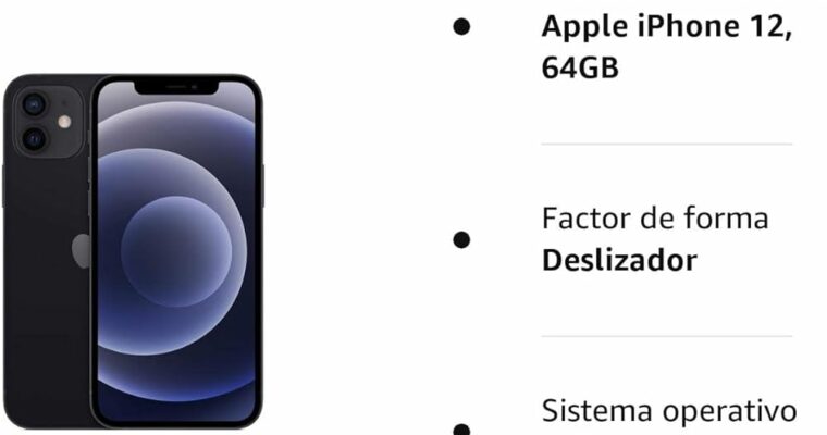 El precio del iPhone 12 negro reacondicionado de 128GB baja en Amazon.