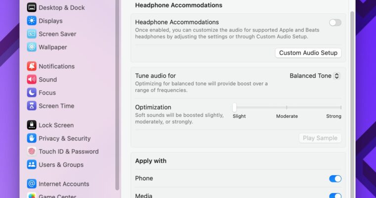 macOS Sequoia te permite personalizar el audio de los AirPods en la configuración del sistema