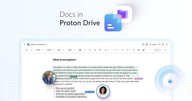 Proton Drive incorpora documentos colaborativos con cifrado de extremo a extremo y sin entrenamiento de IA