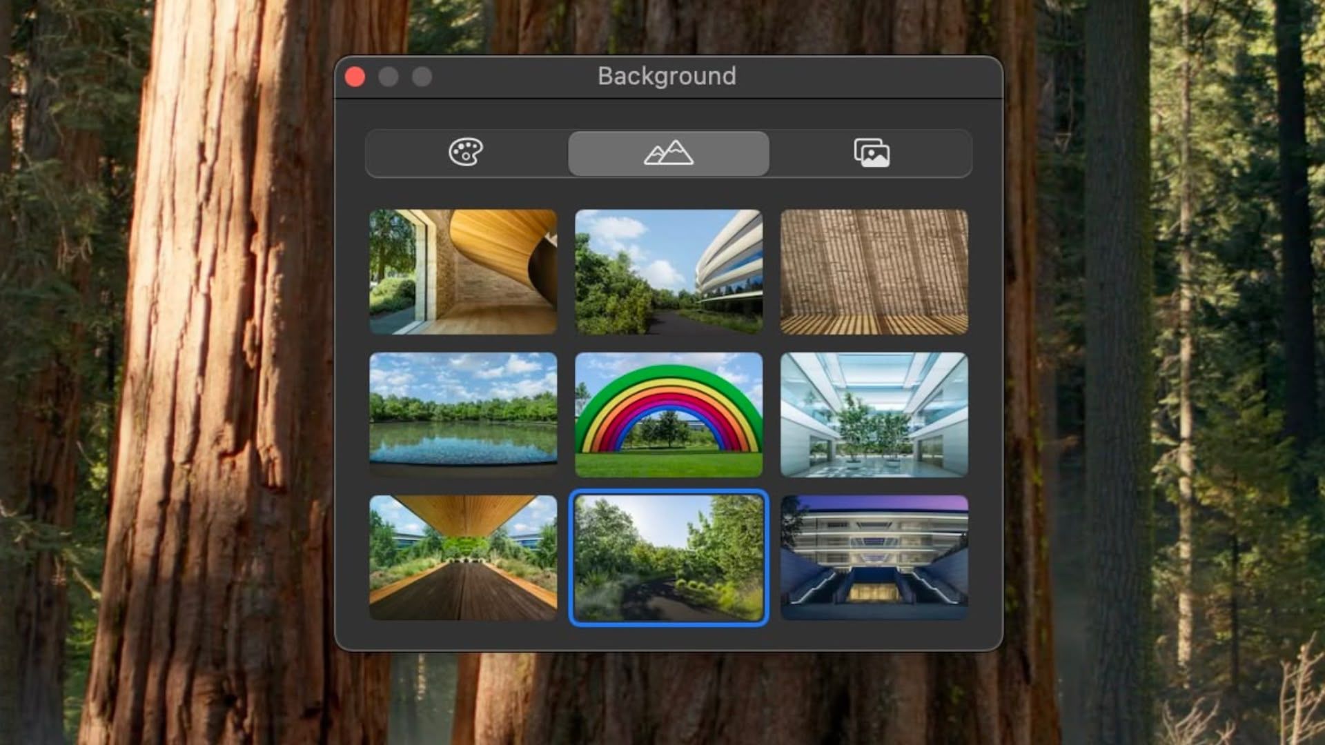 macOS Sequoia presenta nuevos fondos de pantalla de FaceTime mostrando Apple Park